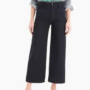 J. Crew Point Sur washed wide-leg crop pant Navy